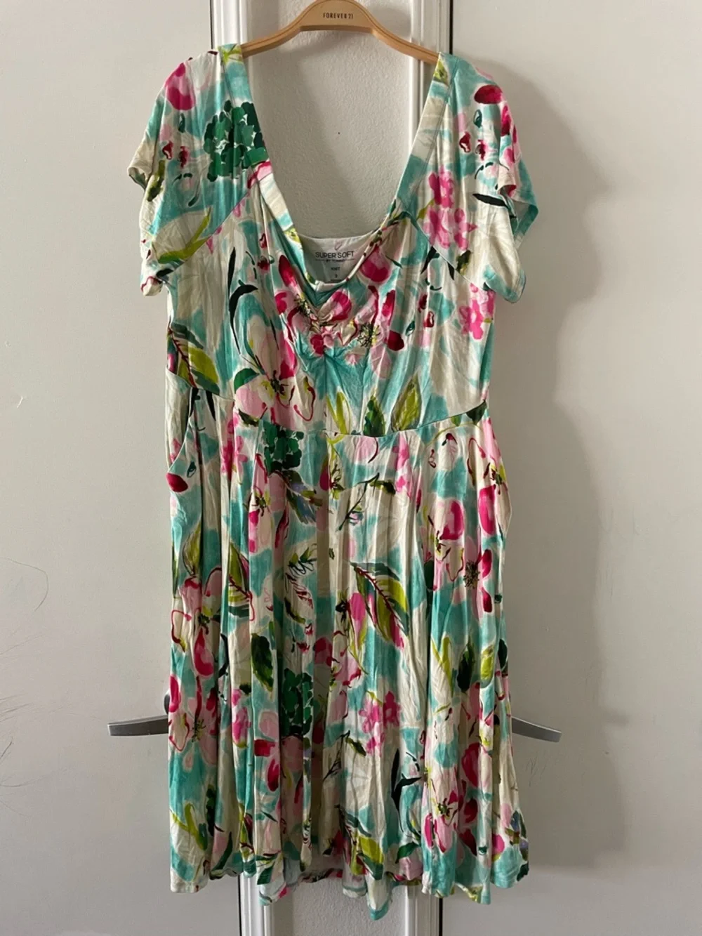Torrid Skater Dress Size 3X Floral Multi Mini Supersoft Off Shoulder - Picture 3 of 5